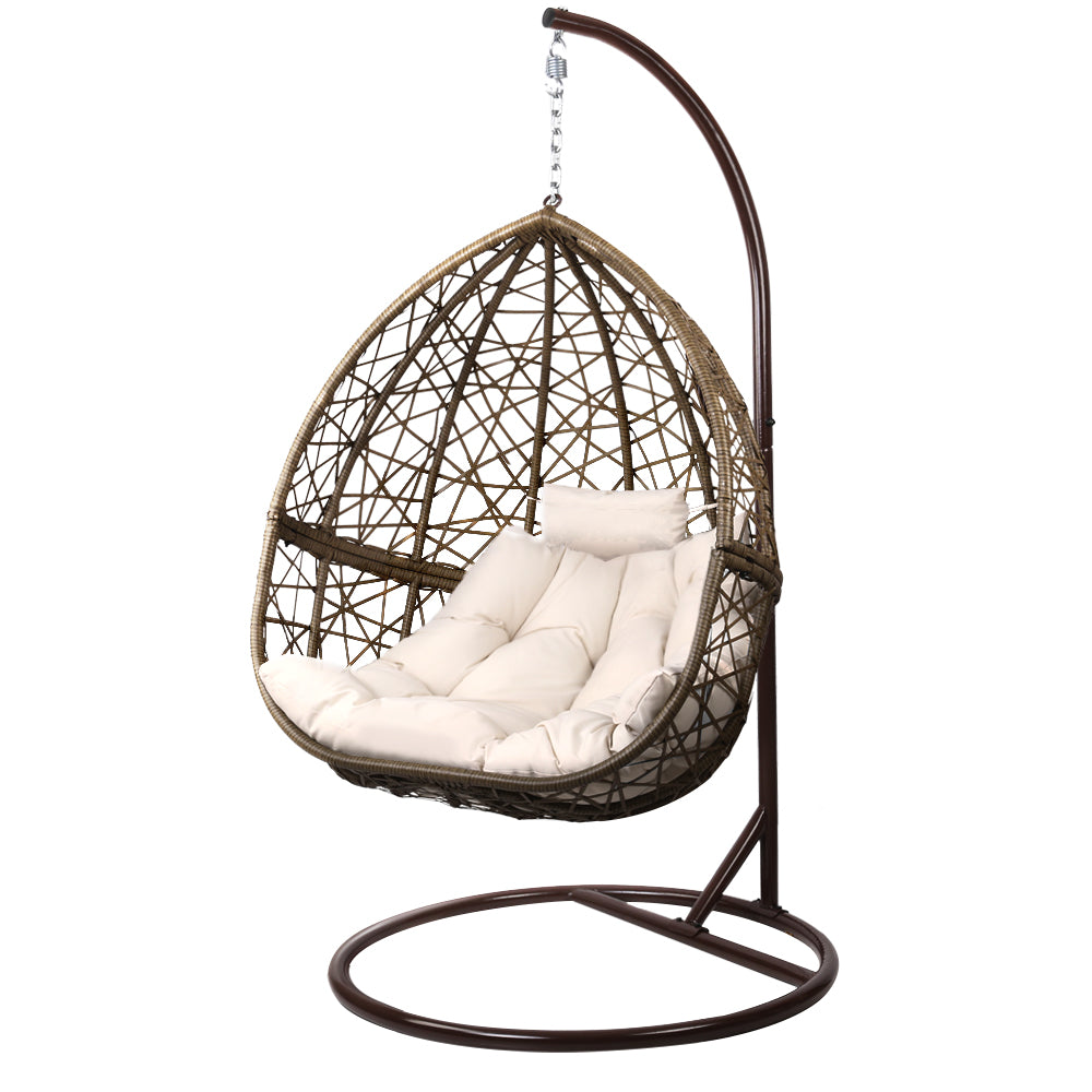 Gardeon Outdoor Hanging Swing Chair - Brown-Hammock-PEROZ Accessories