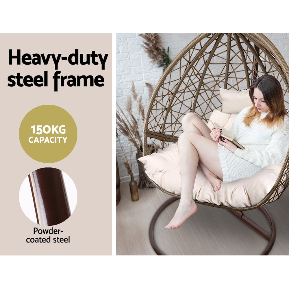 Gardeon Outdoor Hanging Swing Chair - Brown-Hammock-PEROZ Accessories