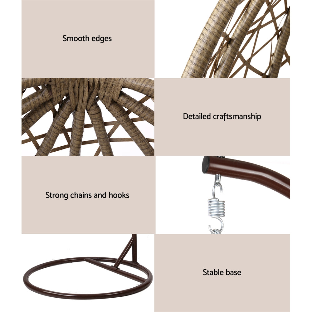 Gardeon Outdoor Hanging Swing Chair - Brown-Hammock-PEROZ Accessories