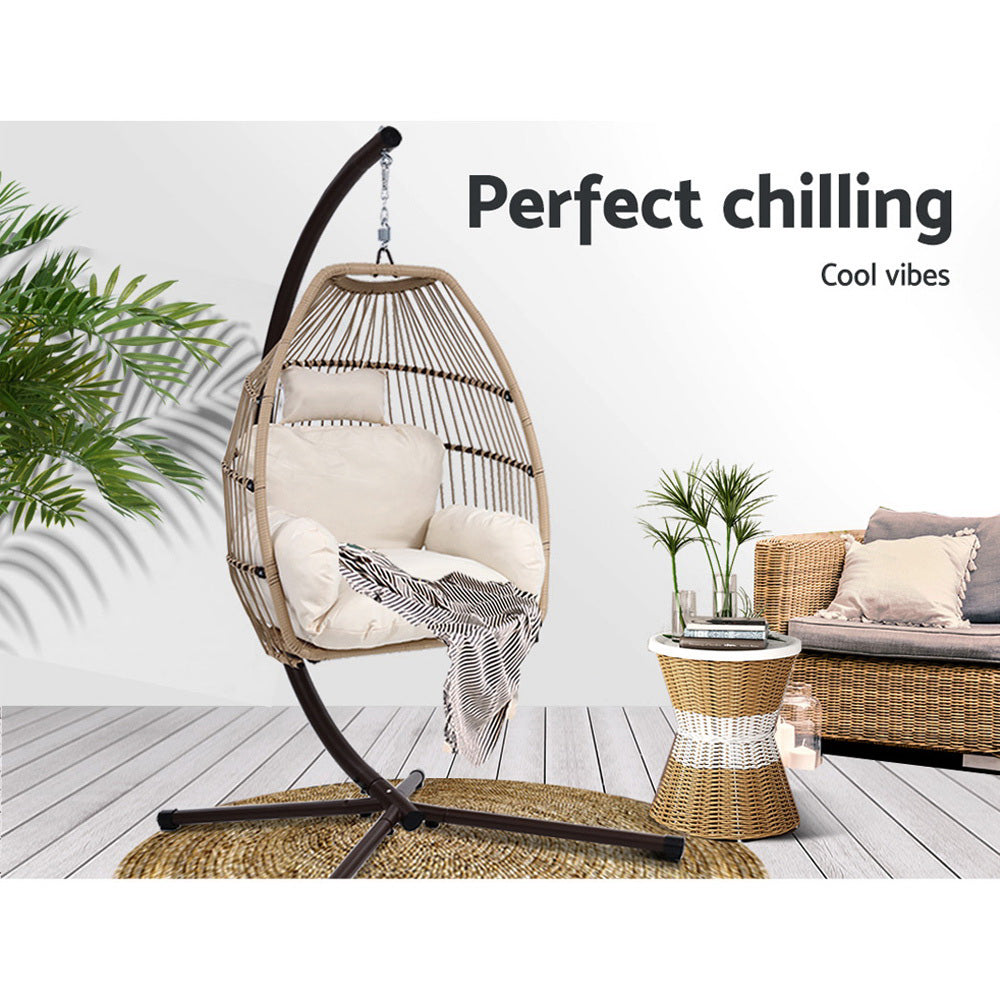 Gardeon Outdoor Furniture Egg Hanging Swing Chair Stand Wicker Rattan Hammock-Furniture > Outdoor-PEROZ Accessories