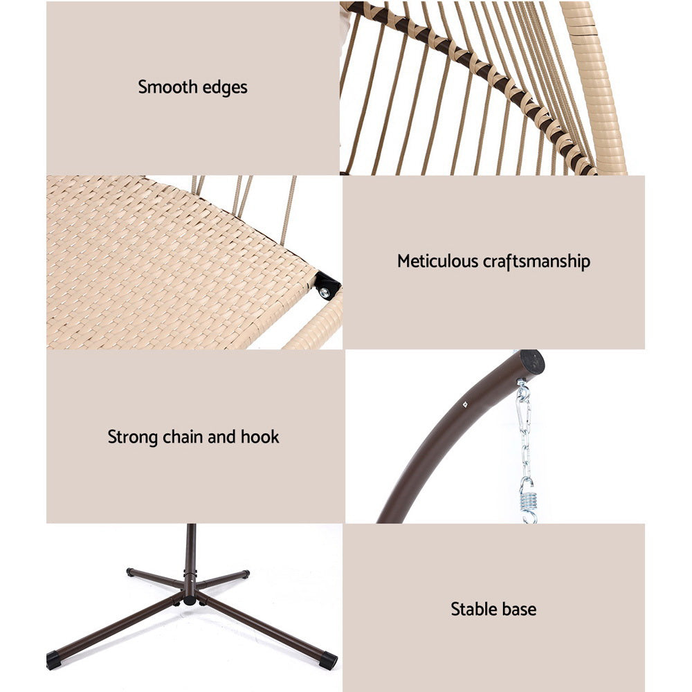 Gardeon Outdoor Furniture Egg Hanging Swing Chair Stand Wicker Rattan Hammock-Furniture > Outdoor-PEROZ Accessories