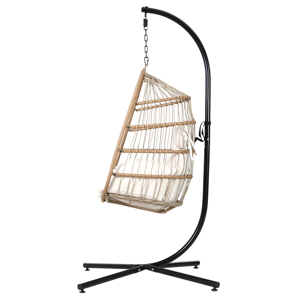 Gardeon Egg Swing Chair Hammock With Stand Outdoor Furniture Hanging Wicker Seat-Hammock-PEROZ Accessories