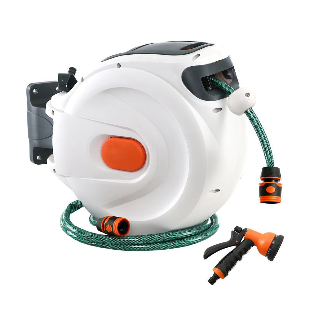 Greenfingers 10M Retractable Water Hose Reel Garden Spray Gun Storage AutoRewind-Home & Garden > Garden Tools-PEROZ Accessories