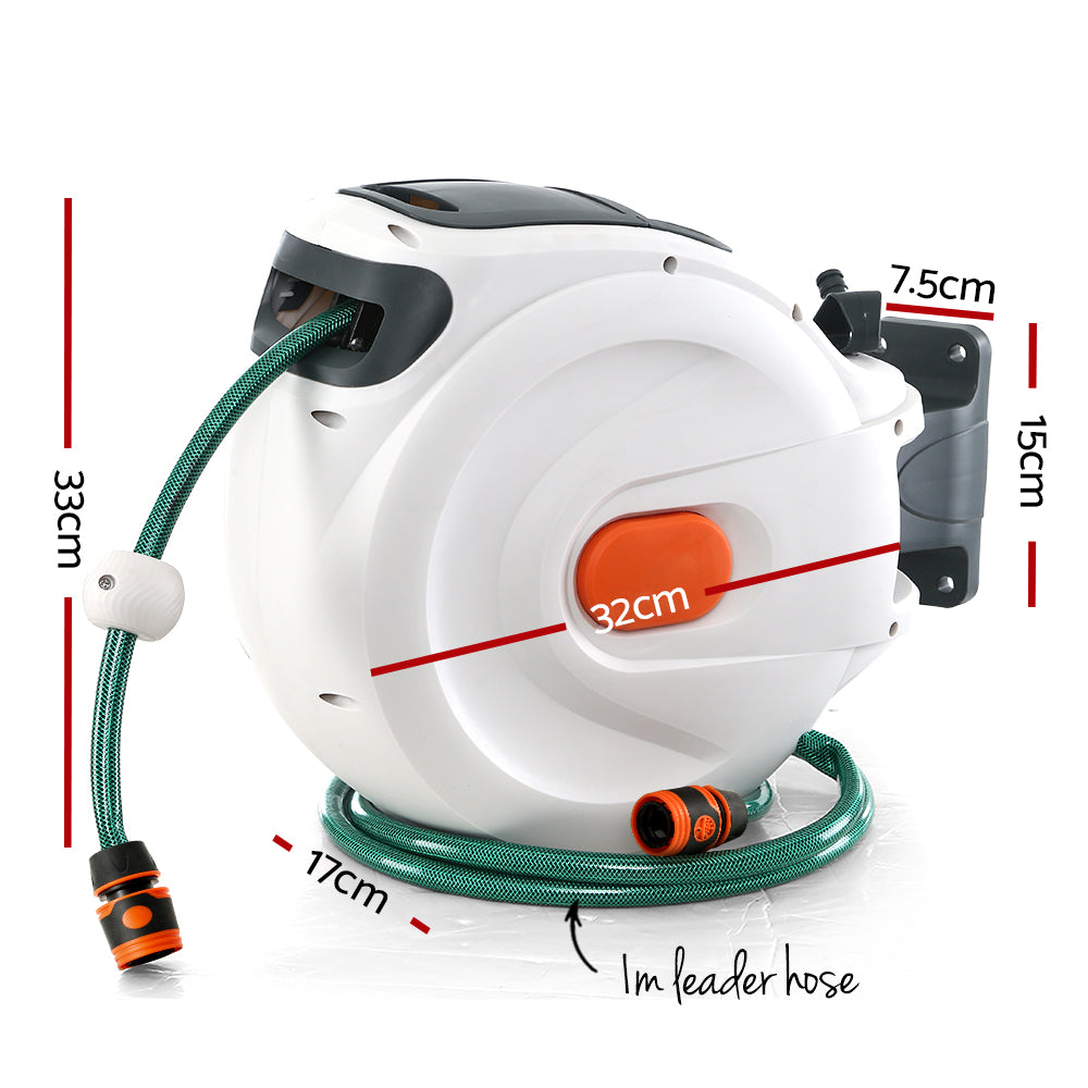 Greenfingers 10M Retractable Water Hose Reel Garden Spray Gun Storage AutoRewind-Home & Garden > Garden Tools-PEROZ Accessories