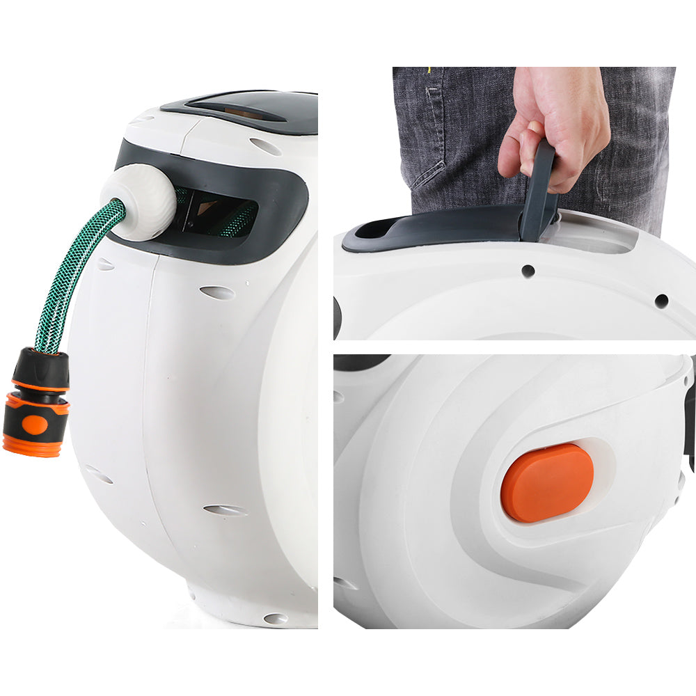 Greenfingers 10M Retractable Water Hose Reel Garden Spray Gun Storage AutoRewind-Home & Garden > Garden Tools-PEROZ Accessories