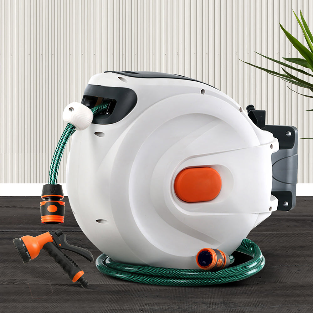 Greenfingers 10M Retractable Water Hose Reel Garden Spray Gun Storage AutoRewind-Home & Garden > Garden Tools-PEROZ Accessories