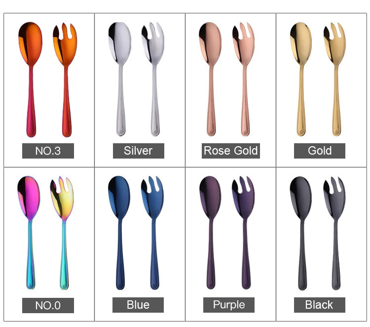 Anygleam Rose Gold Stainless Steel 2 Pcs Giant Salad Spoon and Fork Set for Buffet and Restaurant Kitchenware-Kitchen Tools & Utensils-PEROZ Accessories