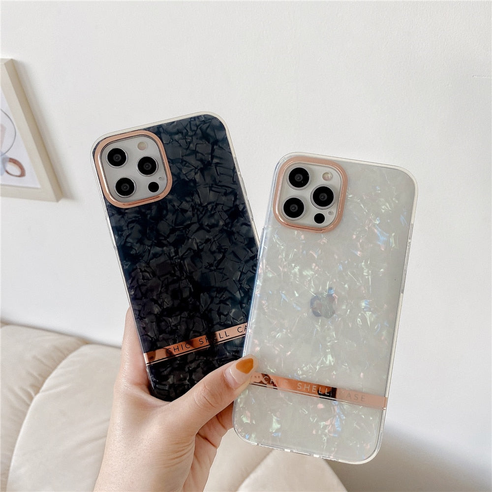Anymob iPhone Case Pink Dream Shell Pattern Shockproof Soft Silicone Back Cover-Mobile Phone Cases-PEROZ Accessories
