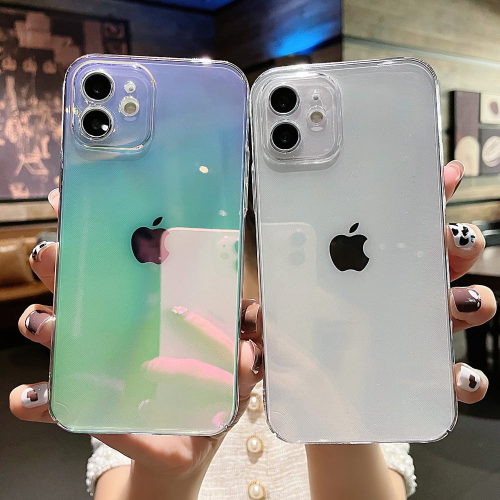 Anymob iPhone White Transparent Gradient Phone Case Hard PC Back Cover-Mobile Phone Cases-PEROZ Accessories