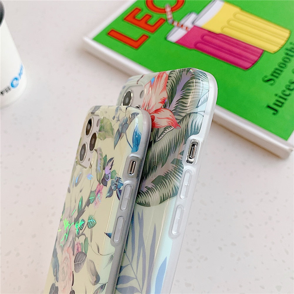 Anymob iPhone Rose Pattern Marble Phone Case Soft Silicone Cover-Mobile Phone Cases-PEROZ Accessories