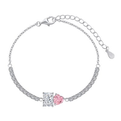 Anyco Bracelet Cuba Drop Heart Shape Iced Out Cubic Zirconia 925 Silver Chain Crystal Bracelets Bangles Charm For Bracelet Women-Bracelets-PEROZ Accessories