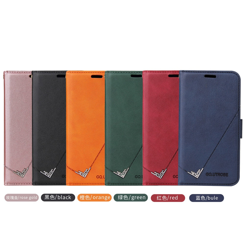 Anymob iPhone Case Red Fashion Flip Solid Color Leather Wallet Phone Bags Cover-Mobile Phone Cases-PEROZ Accessories