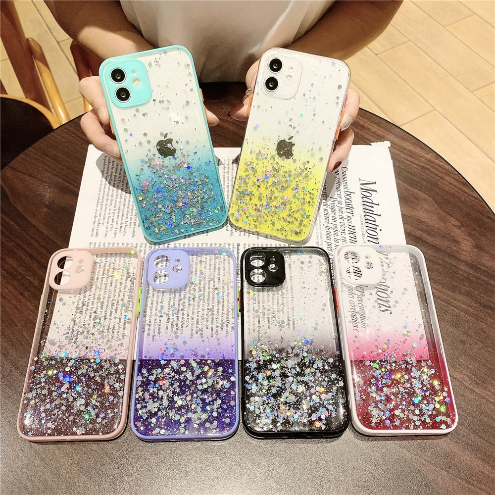 Anymob iPhone Case Pink Bling Glitter Soft Silicone Cover with Camera Protection-Mobile Phone Cases-PEROZ Accessories