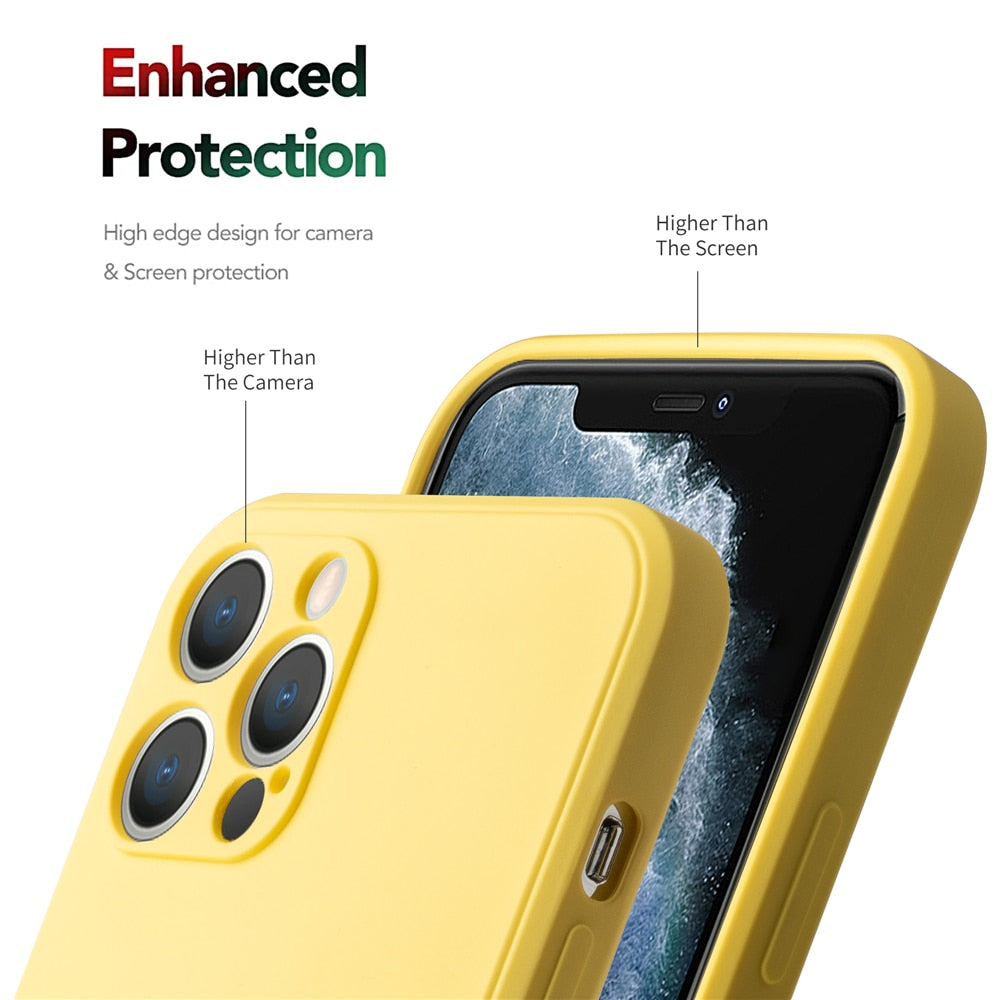Anymob iPhone Case Yellow Soft Liquid Silicon Ring Holder Shockproof Candy Back Cover-Mobile Phone Cases-PEROZ Accessories