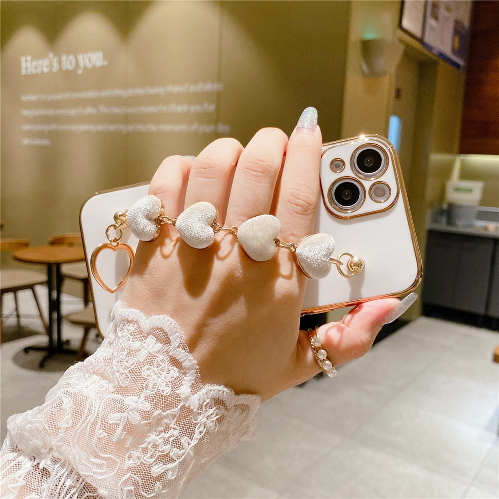 Anymob iPhone Case White Luxury Lovely Flannel Bracelet Silicone Back Cover-Mobile Phone Cases-PEROZ Accessories