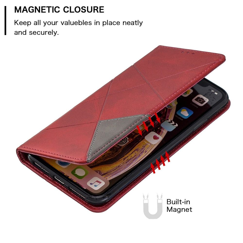 Anymob iPhone Case Brown Flip Wallet Luxury Vintage Business Leather Magnetic Phone Bag-Mobile Phone Cases-PEROZ Accessories