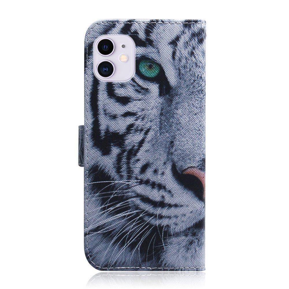Anymob iPhone Case Black Wolf Magnetic Flip Leather Animal painting Card slot Wallet Book Style Phone Cover-Mobile Phone Cases-PEROZ Accessories