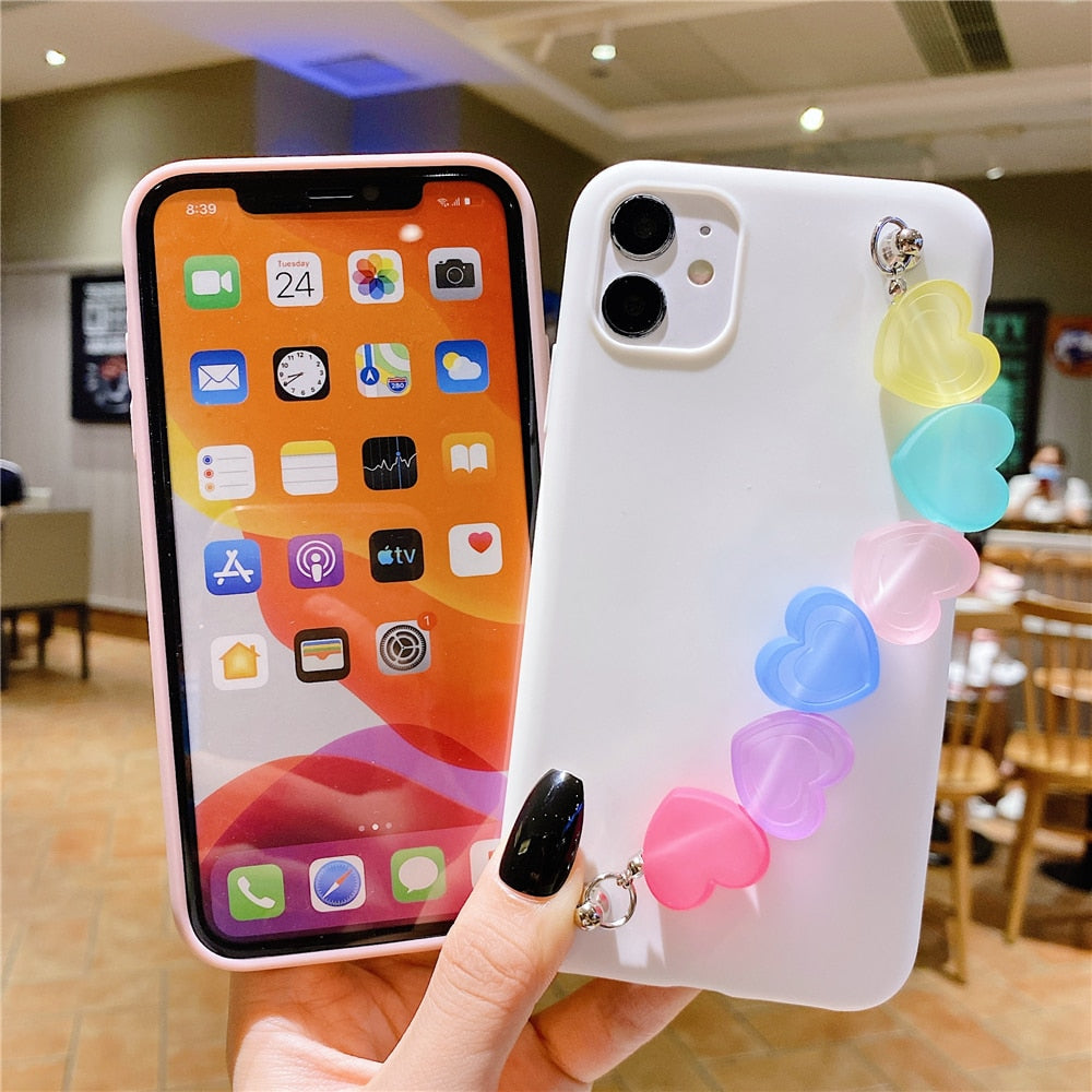 Anymob iPhone Case Transparent Bracelet Soft Silicone Cover With Love Wrist Strap-Mobile Phone Cases-PEROZ Accessories