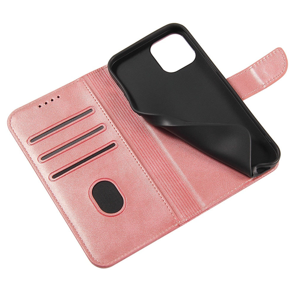 Anymob iPhone Case Blue Magnetic Flip Solid Color Wallet Phone Protection Cover-Mobile Phone Cases-PEROZ Accessories