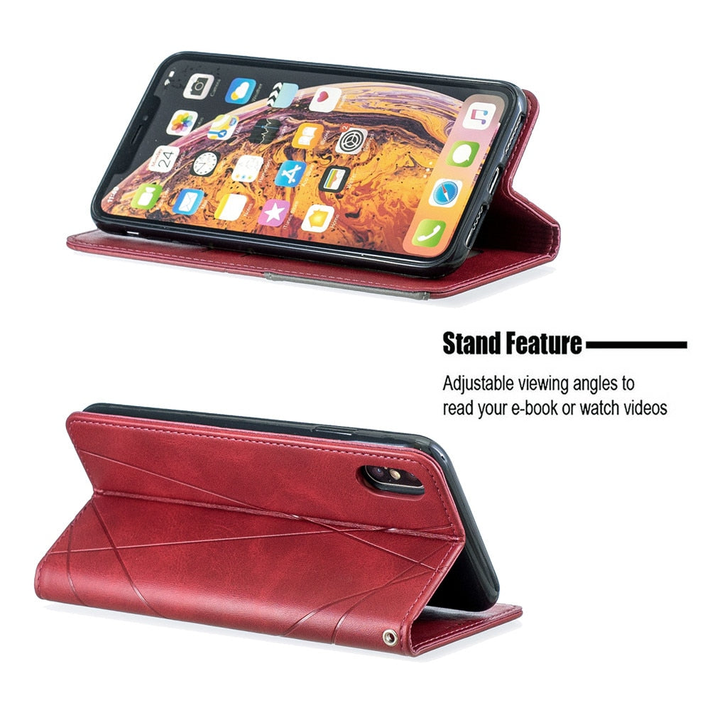 Anymob iPhone Case Black Flip Wallet Luxury Vintage Business Leather Magnetic Phone Bag-Mobile Phone Cases-PEROZ Accessories
