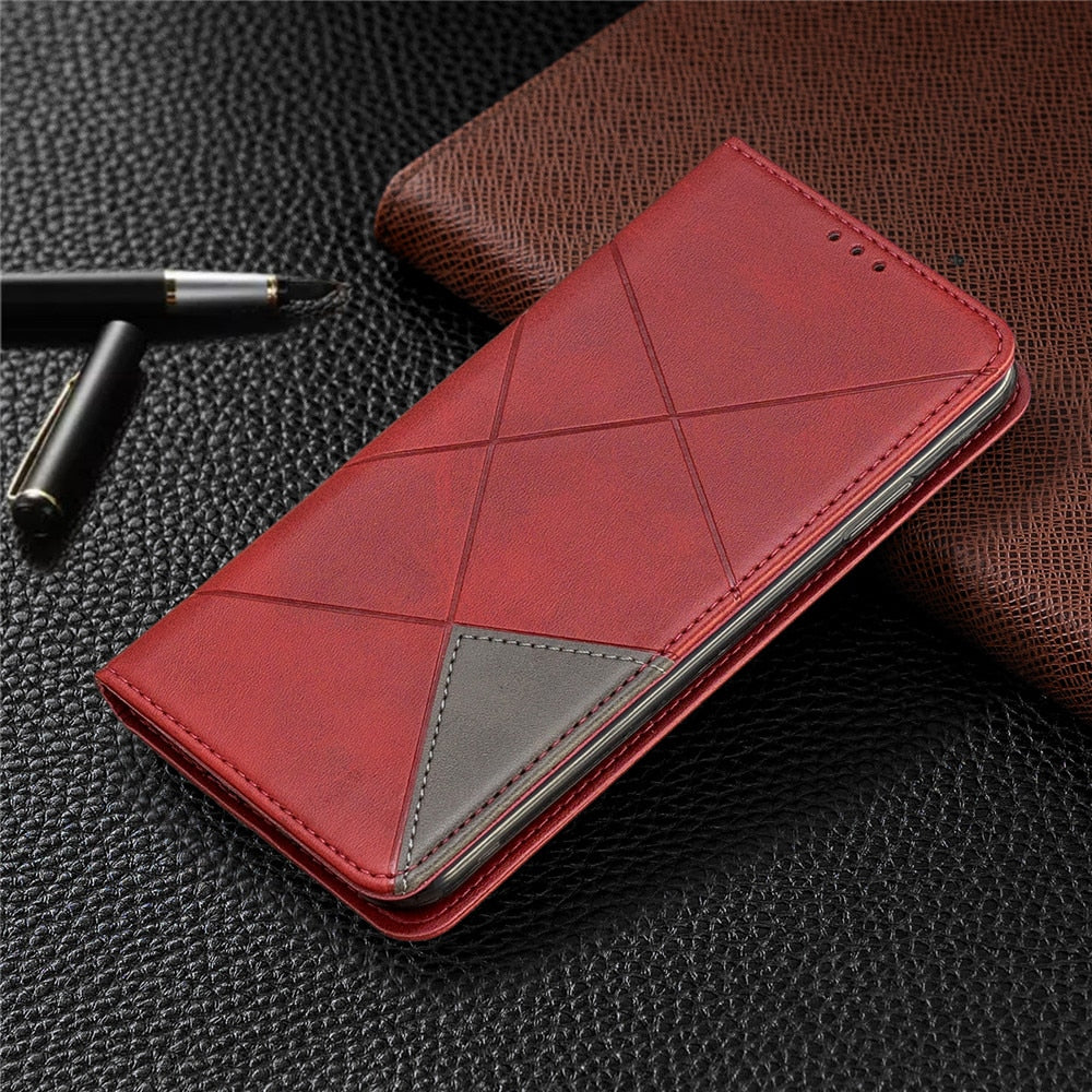 Anymob iPhone Case Red Flip Wallet Luxury Vintage Business Leather Magnetic Phone Bag-Mobile Phone Cases-PEROZ Accessories