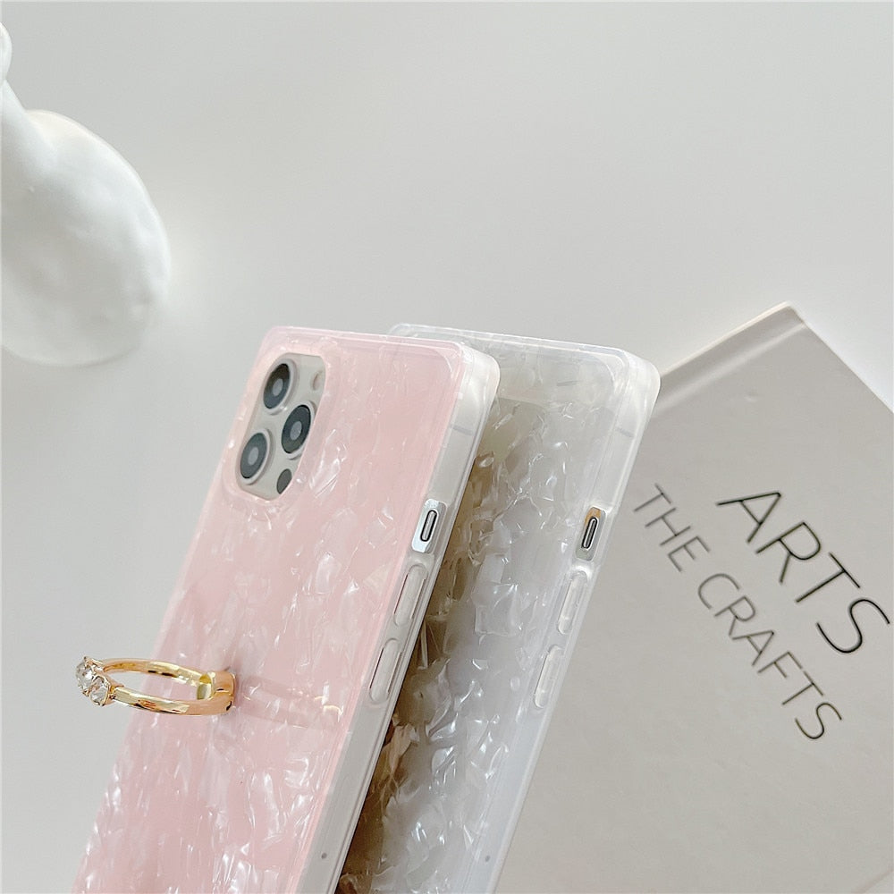 Anymob iPhone Case Pink Square Dream Shell Pattern Soft Silicone Cover-Mobile Phone Cases-PEROZ Accessories