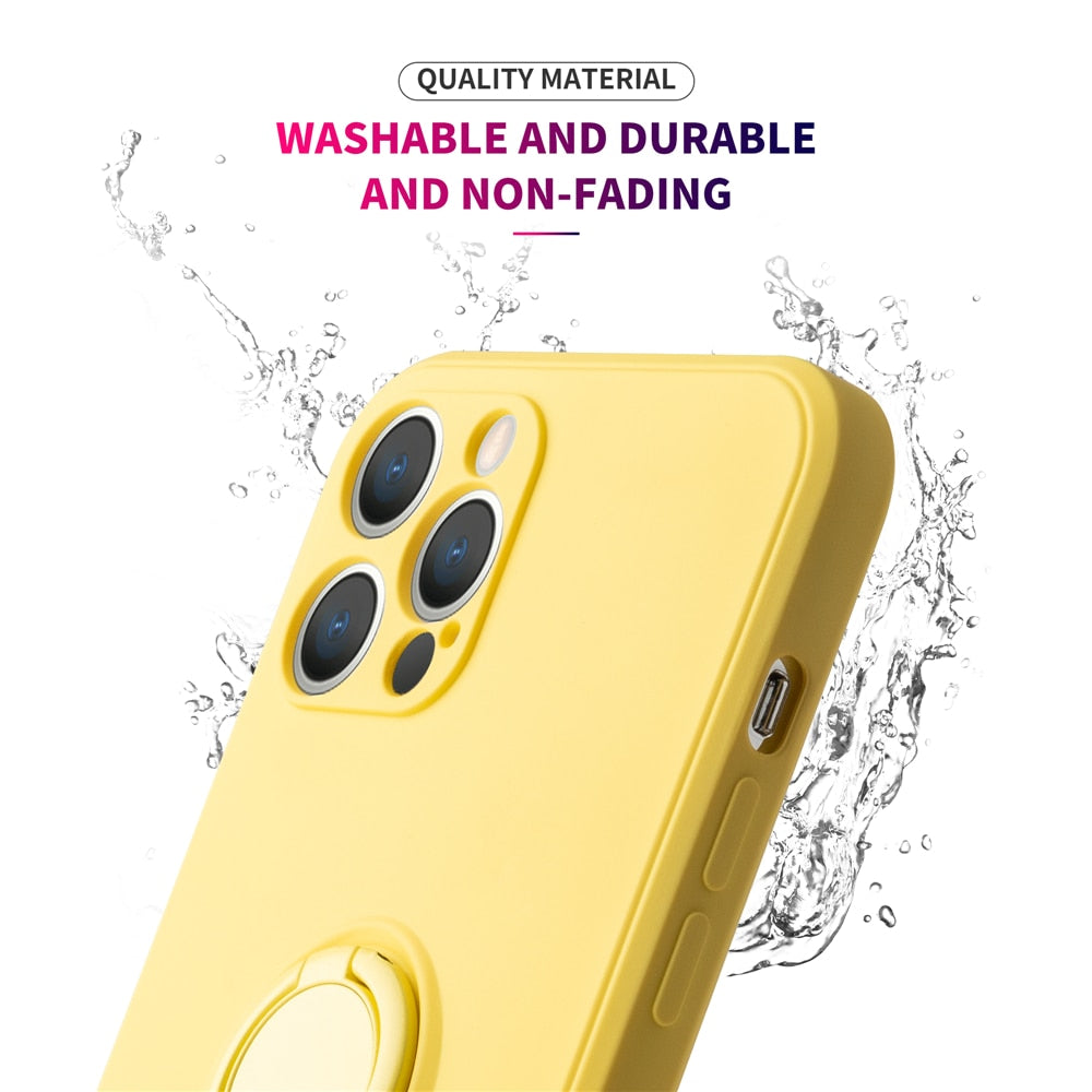 Anymob iPhone Case Red Soft Liquid Silicon Ring Holder Shockproof Candy Back Cover-Mobile Phone Cases-PEROZ Accessories