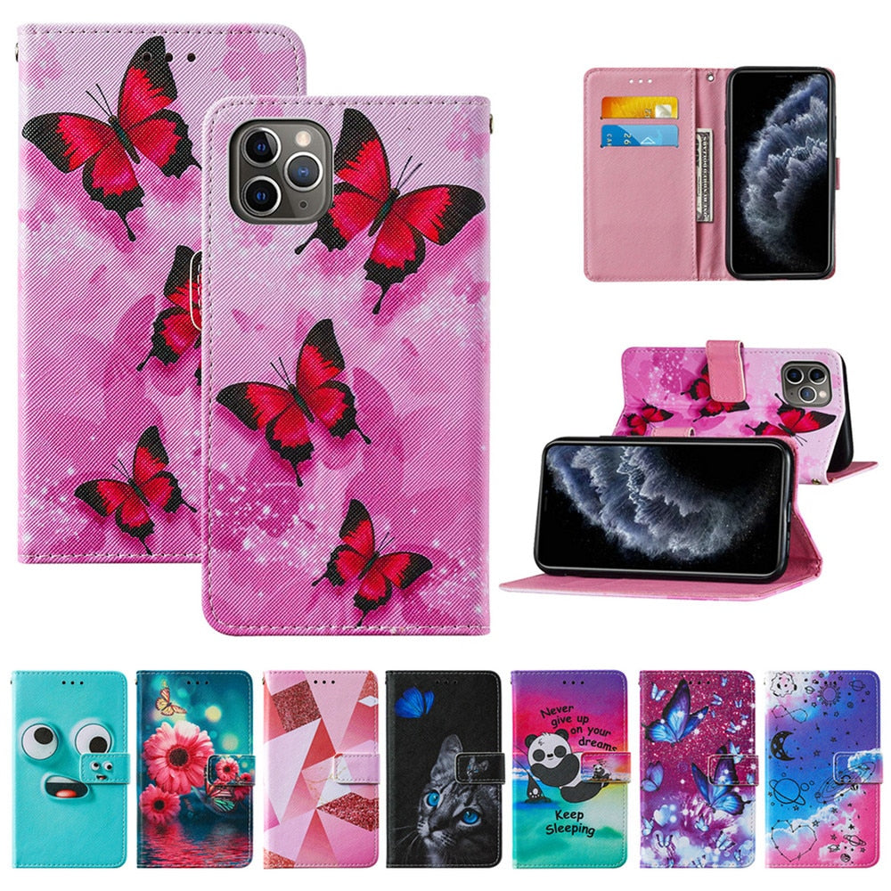 Anymob iPhone Space Caricature Flip Leather Phone Cases Animal Painted Wallet Cover-Mobile Phone Cases-PEROZ Accessories