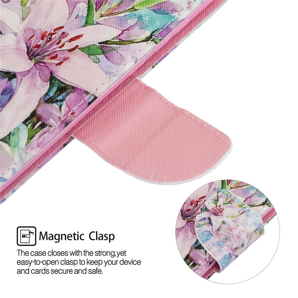 Anymob iPhone Case Unicorn Flip Leather Fashion Colorful Flower Painted Wallet Phone Bags-Mobile Phone Cases-PEROZ Accessories