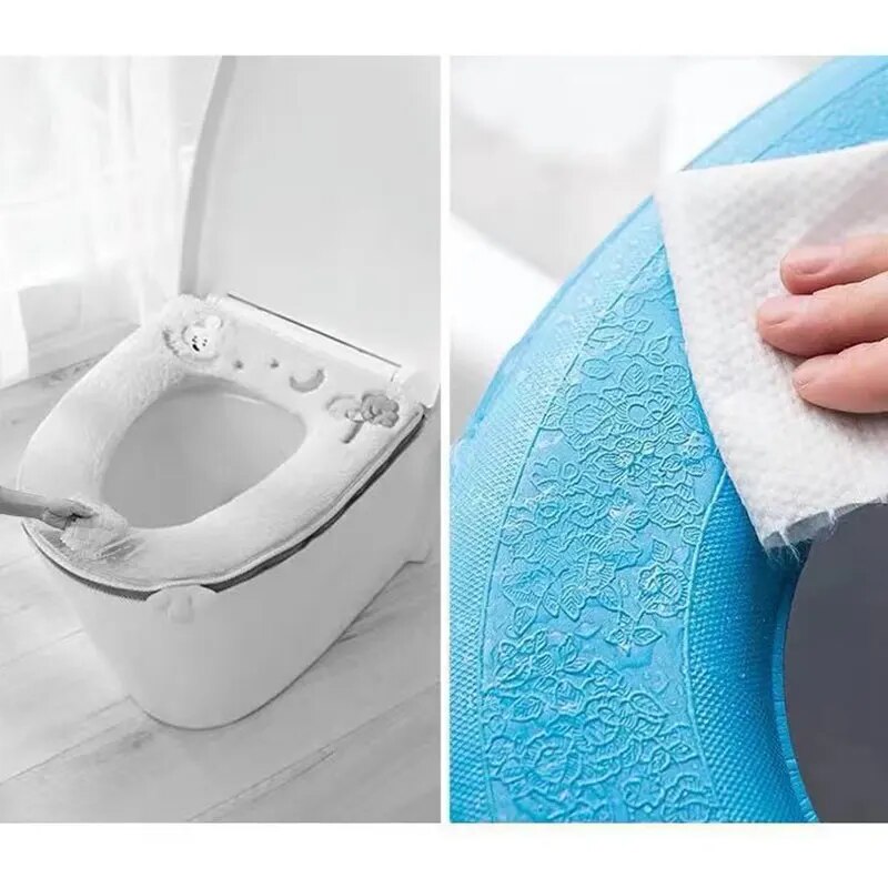 Anyhouz Toilet Seat Cover Blue Washable Mat Bathroom Pad Cushion Toilet Seat Bidet Toilet Cover Accessories-Toilet Seat Cover-PEROZ Accessories