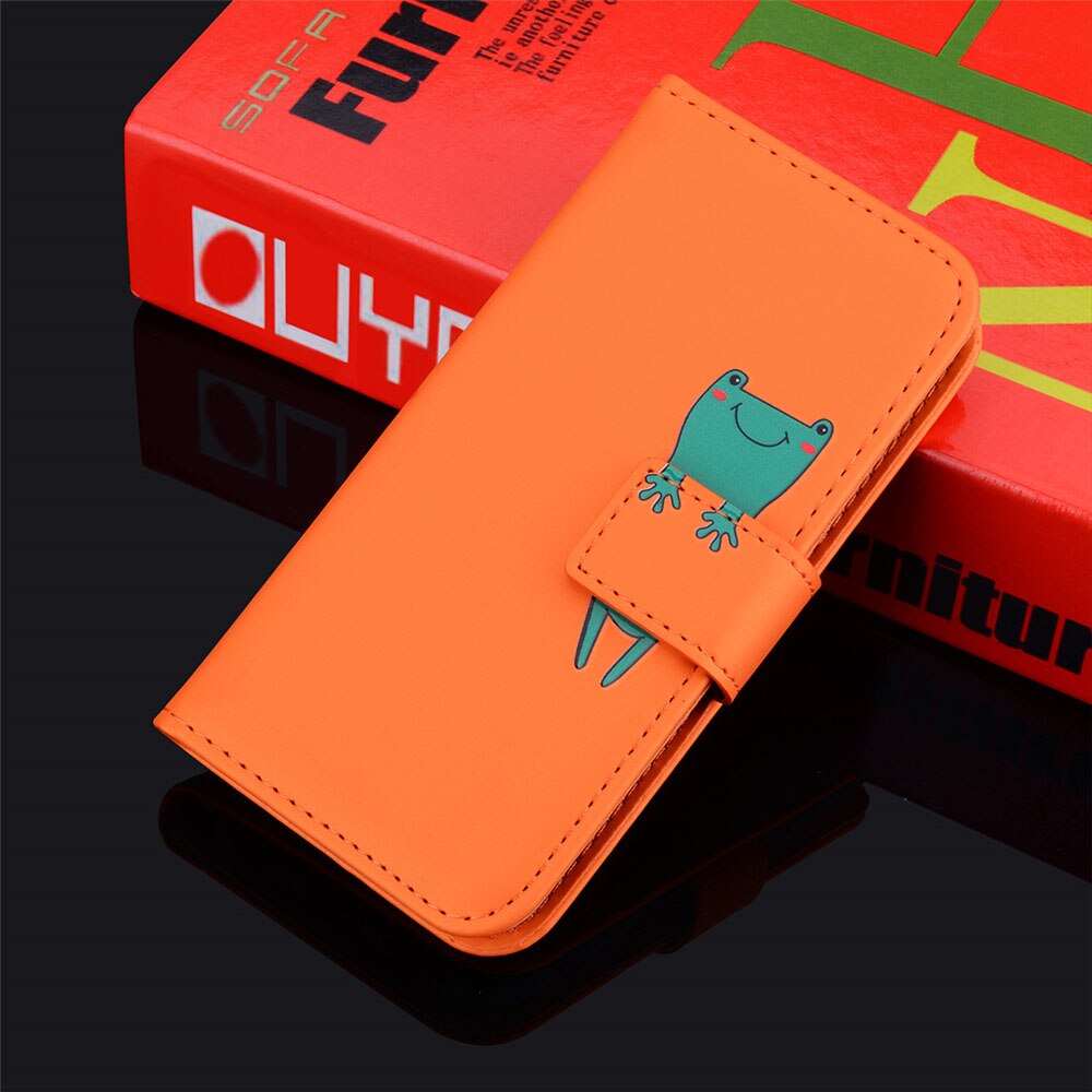 Anymob iPhone Case Orange Flip Leather Skin Silicone Bear Design Wallet Phone-Mobile Phone Cases-PEROZ Accessories