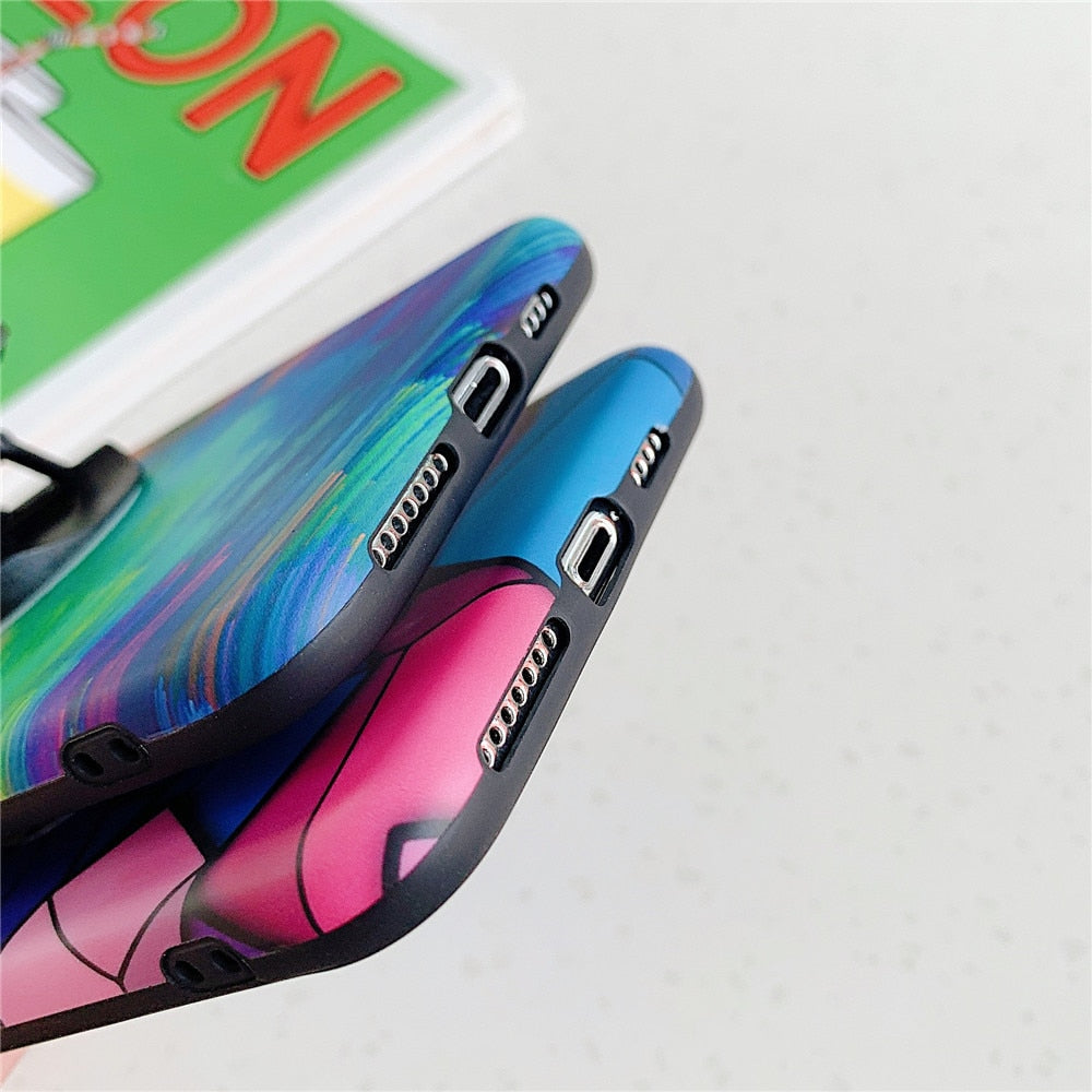 Anymob iPhone Case Purple Colorful Marble Holder Grip Kickstand Soft Silicon Phone Back Cover-Mobile Phone Cases-PEROZ Accessories