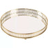 Anyhouz 25cm Gold Round Glass Mirror Base Metal Vanity Food Serving Organizer Jewelry Cosmetics Storage Tray with Handle-Food & Accessory Tray-PEROZ Accessories