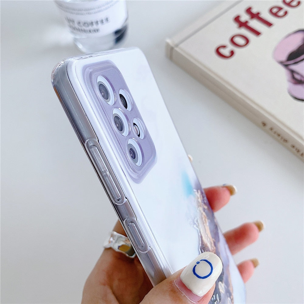 Anymob Samsung Lavender Acrylic Marble Camera Protector Phone Case Soft Silicone Back Cover-Mobile Phone Cases-PEROZ Accessories