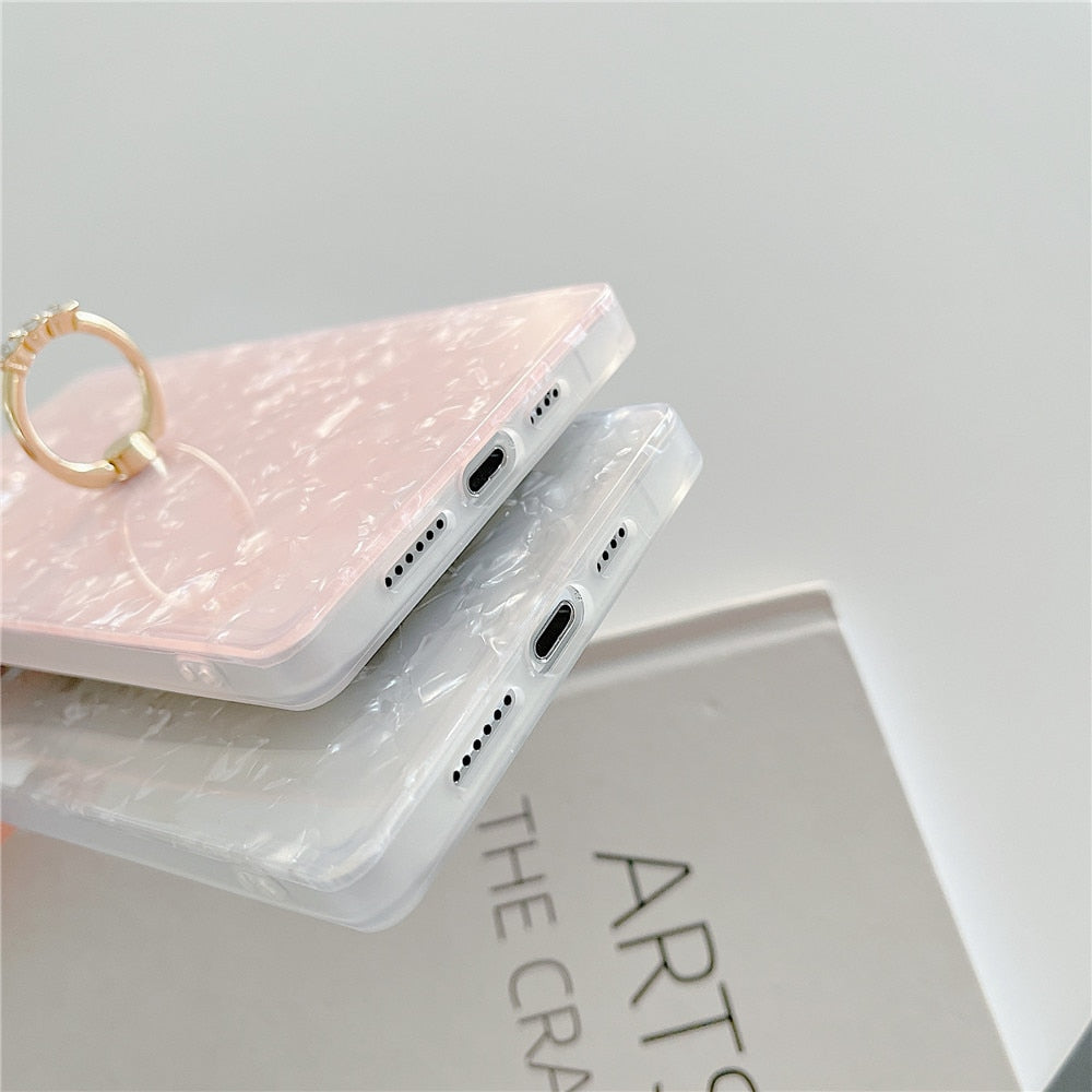 Anymob iPhone Case Pink Square Dream Shell Pattern Soft Silicone Cover-Mobile Phone Cases-PEROZ Accessories