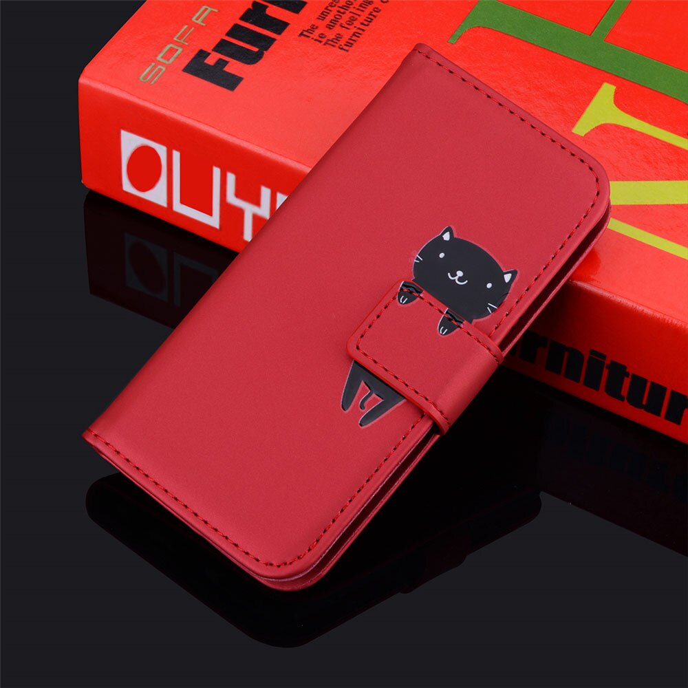 Anymob iPhone Case Red Flip Leather Skin Silicone Bear Design Wallet Phone-Mobile Phone Cases-PEROZ Accessories