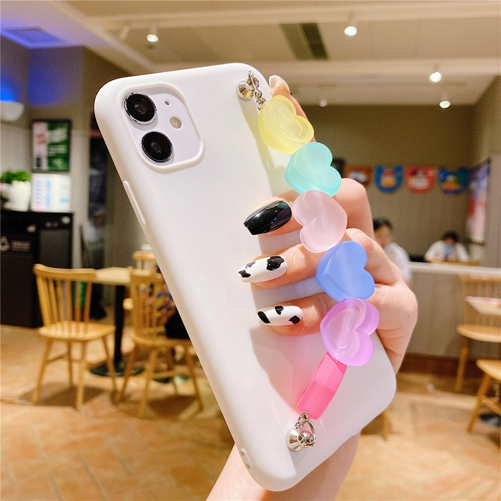Anymob iPhone Case Transparent Bracelet Soft Silicone Cover With Love Wrist Strap-Mobile Phone Cases-PEROZ Accessories