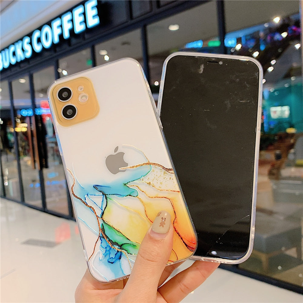 Anymob iPhone Case Purple Watercolor Marble Soft Silicone TPU Cover-Mobile Phone Cases-PEROZ Accessories