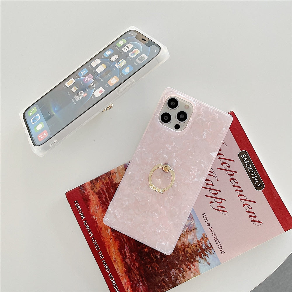 Anymob iPhone Case Pink Square Dream Shell Pattern Soft Silicone Cover-Mobile Phone Cases-PEROZ Accessories