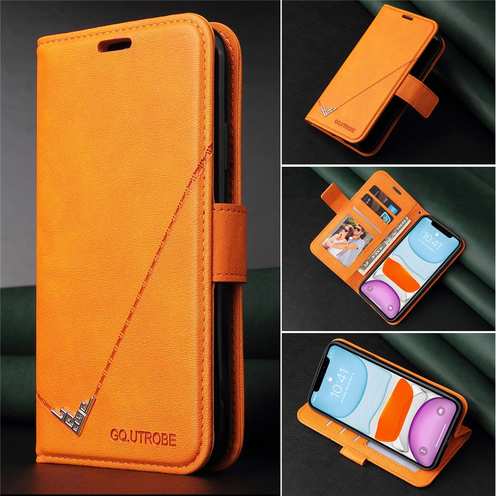 Anymob iPhone Case Red Fashion Flip Solid Color Leather Wallet Phone Bags Cover-Mobile Phone Cases-PEROZ Accessories