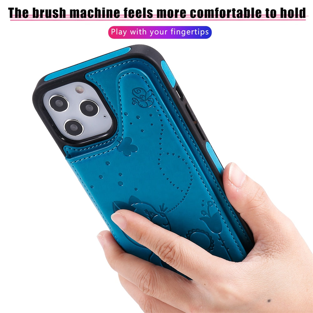 Anymob iPhone Case Red Flip Leather Holder Stand Book Cover-Mobile Phone Cases-PEROZ Accessories