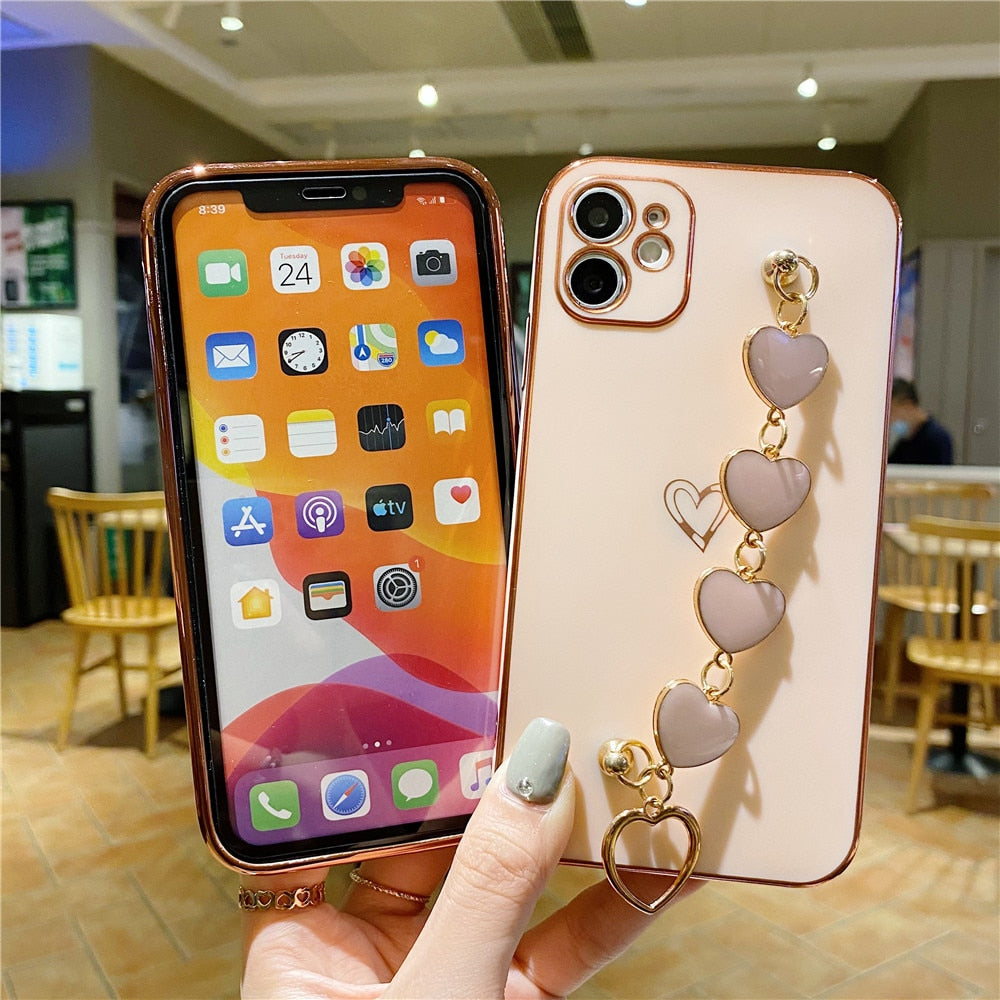 Anymob iPhone Case Red Soft Electroplated Love Heart Bracelet Silicon Bumper Back Cover-Mobile Phone Cases-PEROZ Accessories