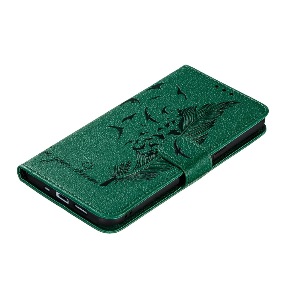Anymob iPhone Case Red Bird Feather Leather Flip Cell Wallet Cover-PEROZ Accessories