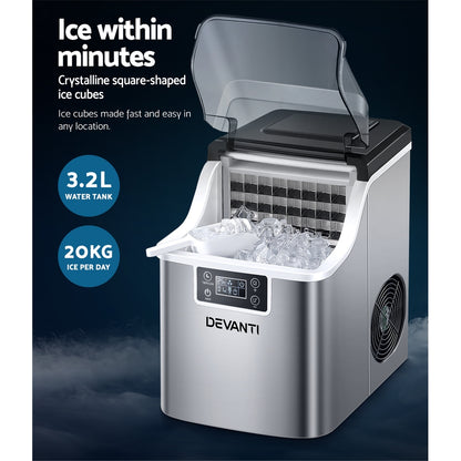 Devanti Ice Maker Machine Commercial Portable Ice Cube Tray Countertop 3.2L-Appliances &gt; Kitchen Appliances-PEROZ Accessories