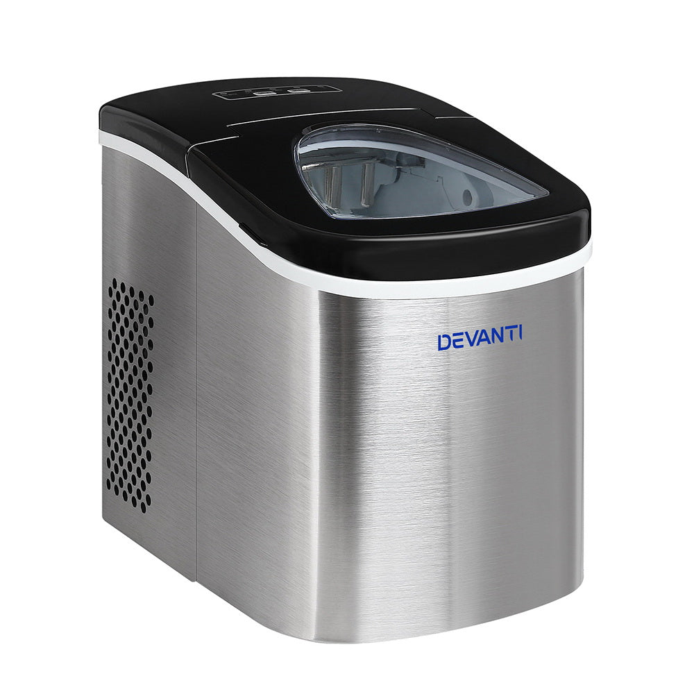 Devanti 2.4L Stainless Steel Portable Ice Cube Maker-Appliances &gt; Kitchen Appliances-PEROZ Accessories