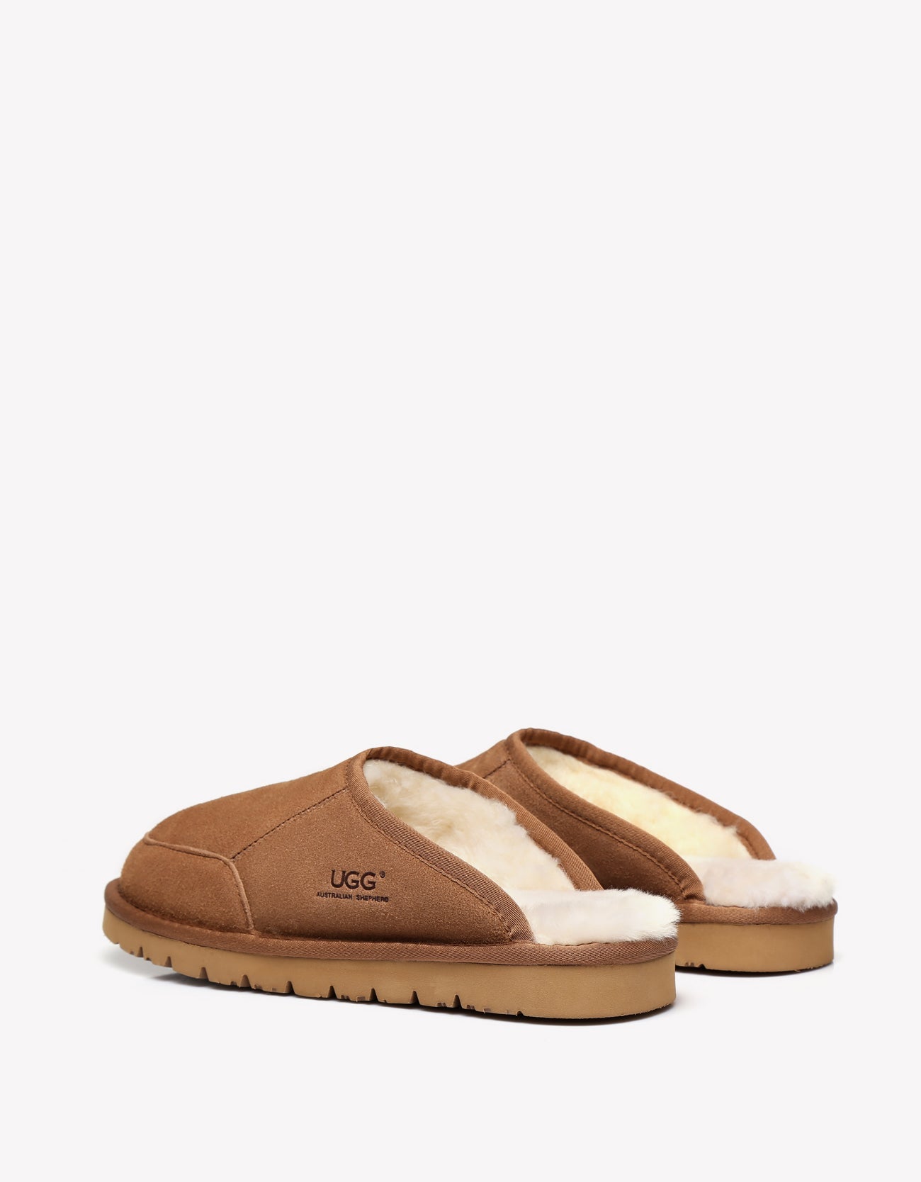 Australian Shepherd Sheepskin Panel Scuff Men UGG Slippers Bred-Slippers-PEROZ Accessories