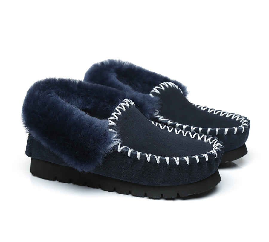Australian Shepherd UGG Ankle Slippers Unisex Popo Premium Sheepskin Moccasins-Slippers-PEROZ Accessories