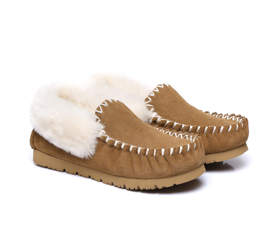 Australian Shepherd UGG Ankle Slippers Unisex Popo Premium Sheepskin Moccasins-Slippers-PEROZ Accessories