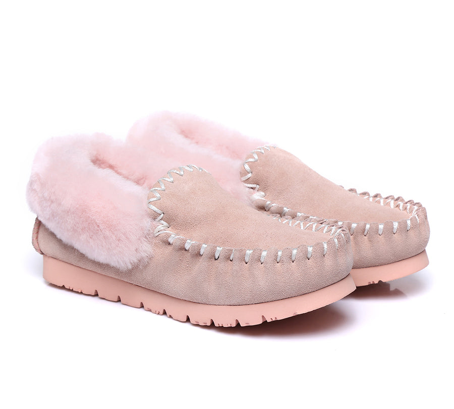 Australian Shepherd UGG Ankle Slippers Unisex Popo Premium Sheepskin Moccasins-Slippers-PEROZ Accessories