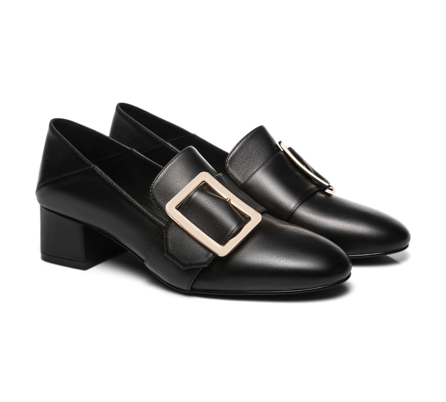 TARRAMARRA Low Block Leather Heels Sammi-Heels-PEROZ Accessories